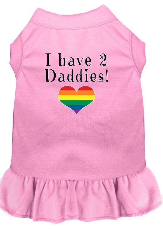 I have 2 Daddies Screen Print Dog Dress Light Pink Med